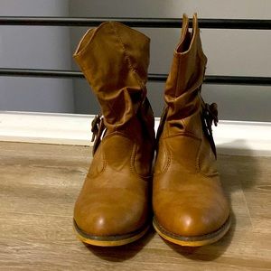 brown high heel boots